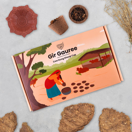 Gir Gauree - Cow Dung Dhoop Cup - Organic Luxury Collection (Pack of 12 Cups)