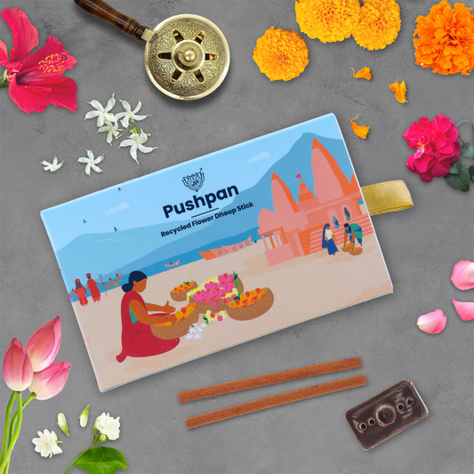 Pushpan - Recycled Flower Dhoop Stick - Organic Luxury Collection (Pack of 30 Sticks)