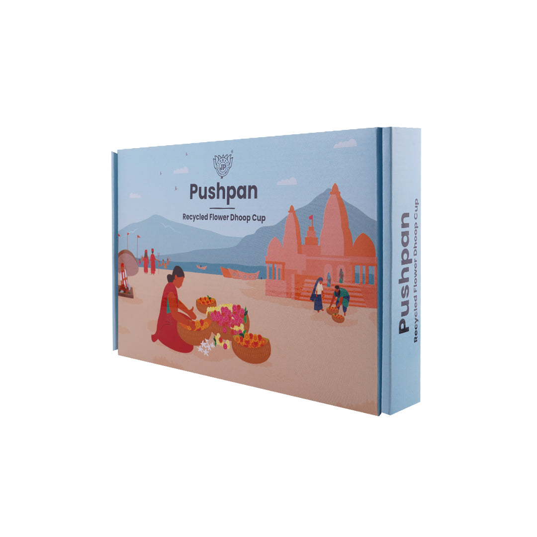 Pushpan - Recycled Flower Dhoop Cup - Organic Luxury Collection (Pack of 12 Cups)