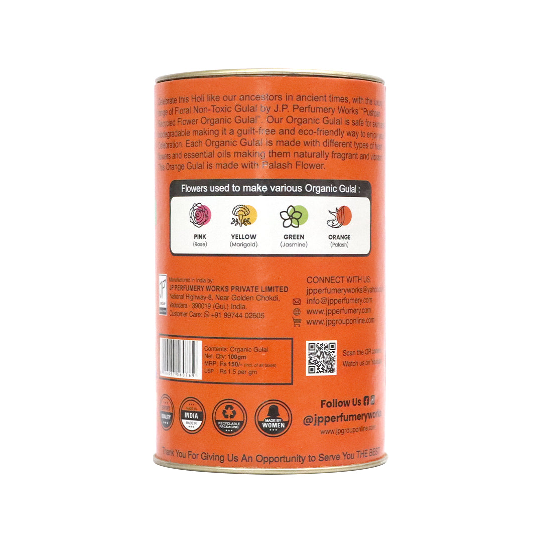 Organic Holi Gulal Orange 100gm - Natural Palash Flower Gulal