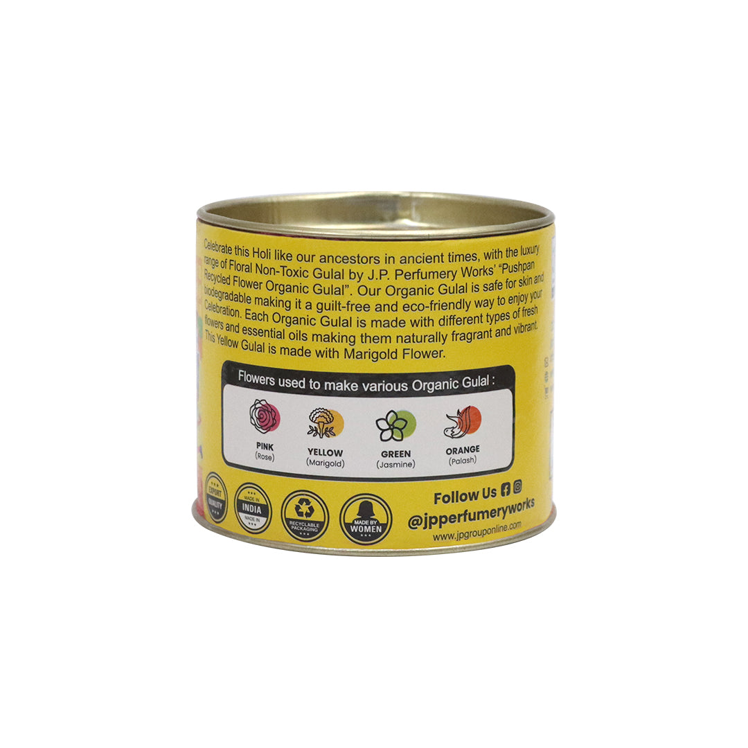 Organic Holi Gulal Yellow 50gm - Natural Marigold Flower Gulal
