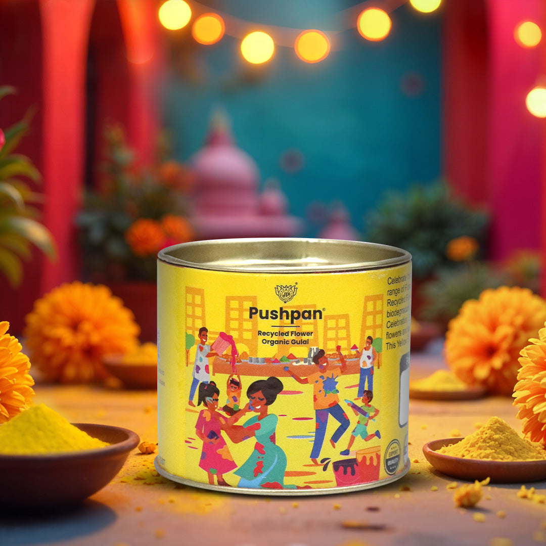 Organic Holi Gulal Yellow 50gm - Natural Marigold Flower Gulal