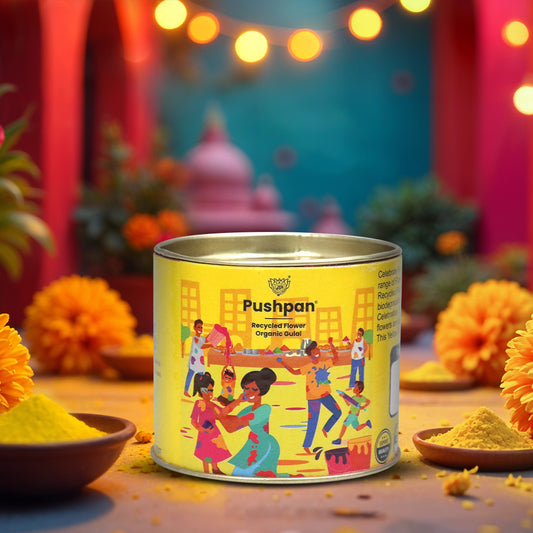 Organic Holi Gulal Yellow 50gm - Natural Marigold Flower Gulal