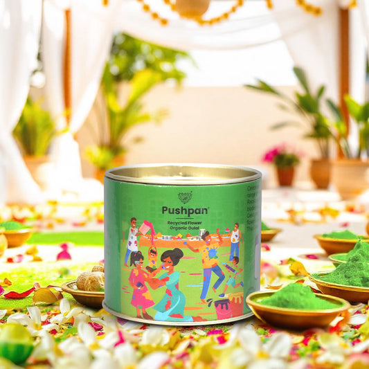 Organic Holi Gulal Green 50gm - Natural Jasmine Flower Gulal