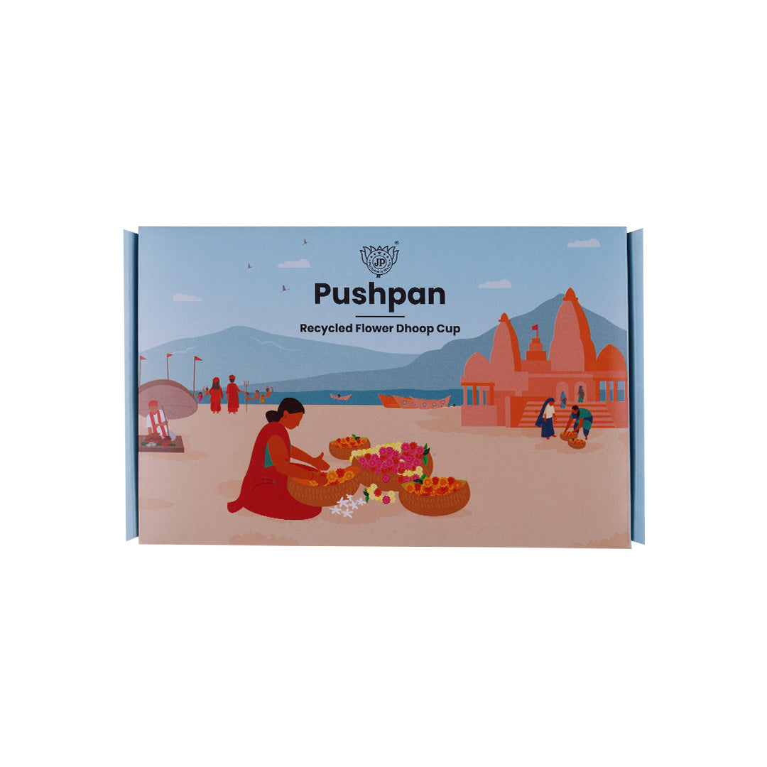 Pushpan - Recycled Flower Dhoop Cup - Organic Luxury Collection (Pack of 12 Cups)
