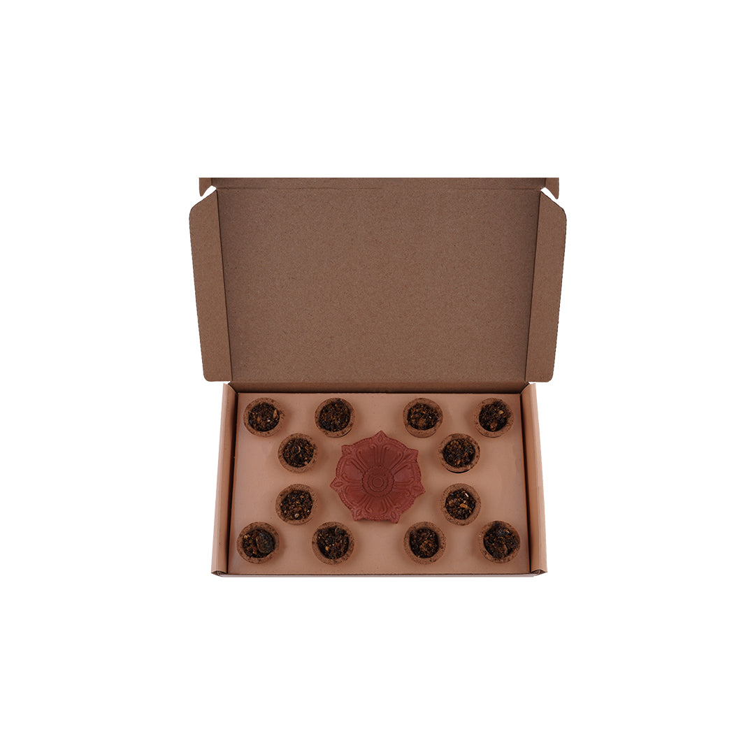 Gir Gauree - Cow Dung Dhoop Cup - Organic Luxury Collection (Pack of 12 Cups)