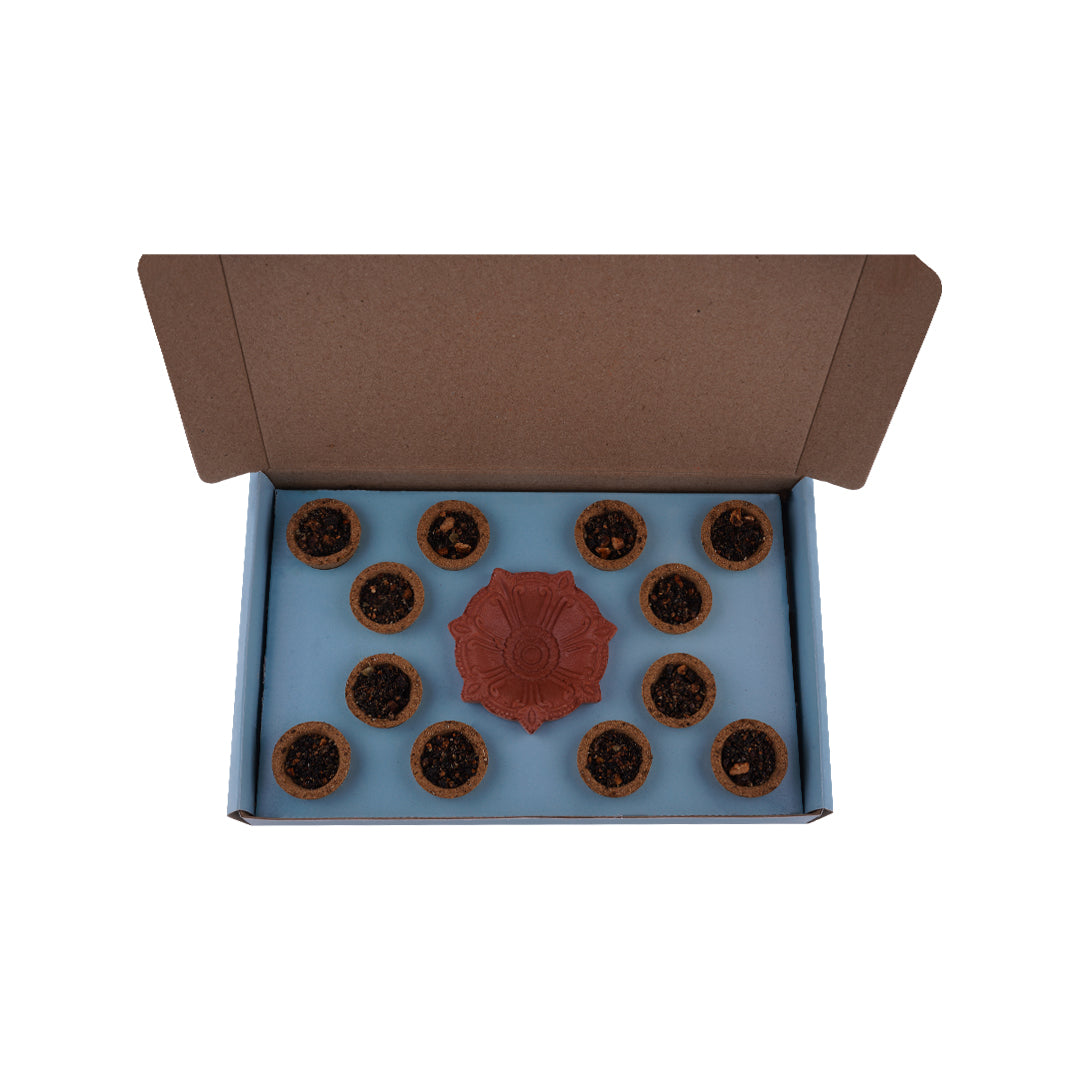 Pushpan - Recycled Flower Dhoop Cup - Organic Luxury Collection (Pack of 12 Cups)