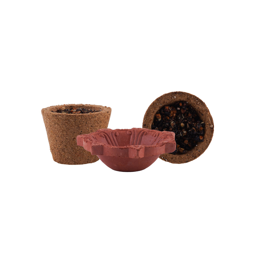 Pushpan - Recycled Flower Dhoop Cup - Organic Luxury Collection (Pack of 12 Cups)