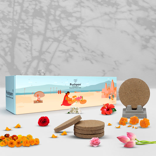 Pushpan - Recycled Flower Cake - Organic Luxury Collection (Pack of 20 Cakes)
