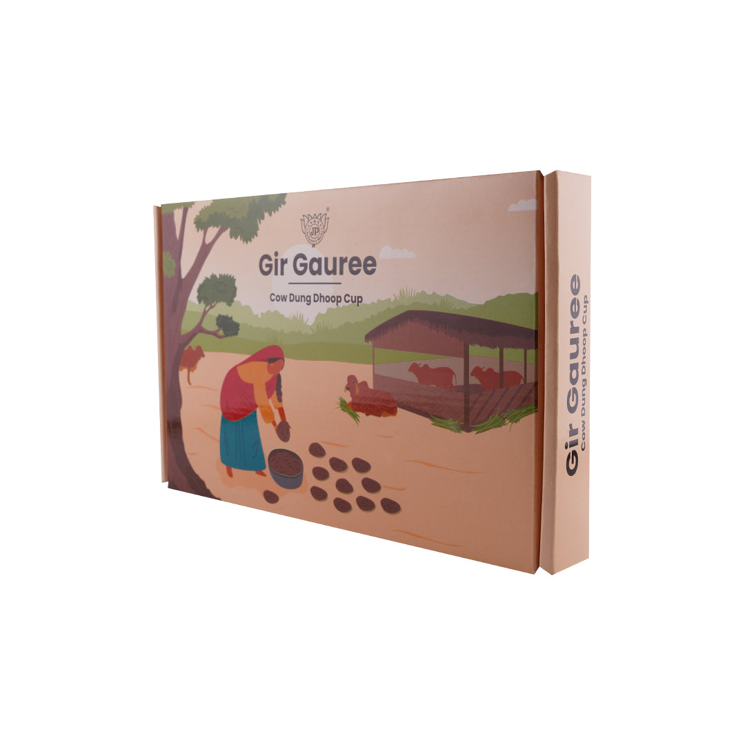 Gir Gauree - Cow Dung Dhoop Cup - Organic Luxury Collection (Pack of 12 Cups)