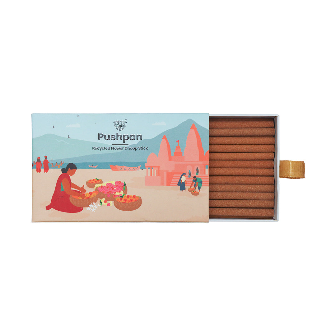 Pushpan - Recycled Flower Dhoop Stick - Organic Luxury Collection (Pack of 30 Sticks)